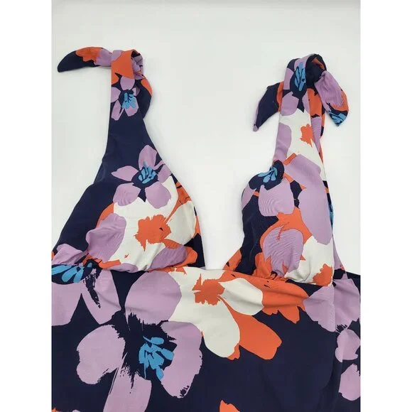 Sea Angel Doheny Bloom Navy 1 Piece Tie On Swimsuit Bathing Suit SZ XL - Picture 11 of 13